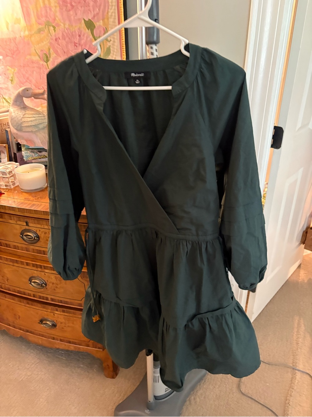 Madewell Dark Green Tiered Mini Dress